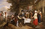 Charles Landseer Charles I holding a council of war at Edgecote on the day before the Battle of Edgehill Sweden oil painting artist